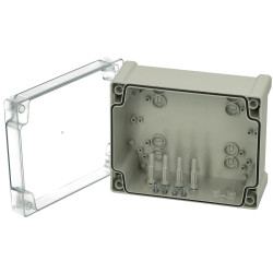 Fibox TPC201610T Grey Polycarbonate Enclosure Clear Lid 201x163x98mm