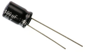 Kondensator 100μF 50V dc Radialny, Otwór przelotowy Panasonic roztaw: 3.5mm 8 (Dia.) x 11.5mm
