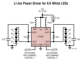 Dual Full Function White LED Driver with Integrated Schottky Diodes