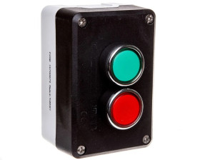 Kaseta sterownicza czarno-szara, 2 przyciski kryte, zielony 1Z i czerwony 1R T0-P2AB 2-otworowa T0-P2AB