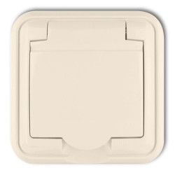 LIZA Gniazdo bryzgoszczelne z/u (klapka beľowa) beżowy 1GPH-1z