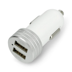 Ładowarka samochodowa z gniazdem 2x USB 4,8A C48 - biała