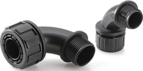 90° hose screw fitting, PG16, PA, IP65/IP67, black, (L) 52 mm, 55502488