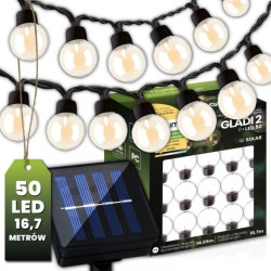 Girlanda Solarna Ogrodowa 50x LED Ozdobne Kuleczki 16.7m Ciepła 3000K GLADI 2 LUMILED