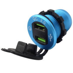 Ładowarka USB 12-24V /5V QC 3.0 obudowa niebieska +VOLTOMIERZ BLUE
