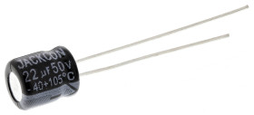 Kondensator 22μF 50V dc Radialny, Otwór przelotowy RS PRO roztaw: 2.5mm 6 (Dia.) x 7mm
