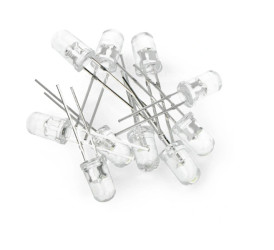 10szt. DIODA LED 5mm CZERWONA PRZEŹROCZYSTA 3V