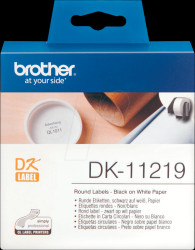 DK-11219 Round labels, white (1200 per roll), paper, 12 mm diameter