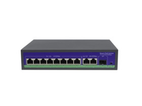 Switch 8x PoE 10/100 Mbps 802.3af/at + 2x Uplink 100/1000 Mbps + 1x SFP, 120W, tryb Extend (250m)