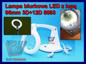 Lampa biurkowa z lupą 96mm 3D+12D 8093 60x LED