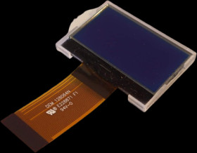 Graphic display, 128 x 64 character, STN blue, viewing area: 41 x 22 mm, DEM 128064N1 SBH-PW-N
