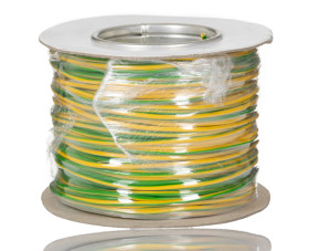 Przewód montażowy 1,5 mm² Zielony/Żółty RS PRO PVC 16 AWG 1 kV DC, 600 V AC dł. 100m 27/0,25 mm 105°C BS6231