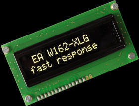 EA W162-XLG OLED display, 2x16, 84x44mm, yellow