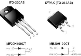 MB20H100CT Dual Common Cathode High Voltage Schottky Rectifier High Barrier Technology for Improved High Temperature Performence