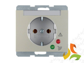 BERKER K.5 Gniazdo z uziemieniem schuko z ochroną przepięciową i polem opisowym stal szlachetna nierdzewna 41527104 HAGER