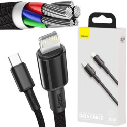 KABEL USB-C - Lightning / iPhone Baseus Cafule CATLGD-A01 2m 20W PD Quick Charging CZARNY W OPLOCIE
