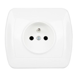 Gniazdo pojedyncze z uziemieniem białe AGZ1e/11 Akord Kontakt-Simon