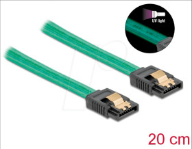 82017 SATA 6 Gb/s Cable UV glow effect green 20 cm