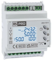Miernik energii Modbus RS485 1, 3 -fazowy RS PRO 415 (Phase) V ac, 240 (Phase and Neutral) V ac, 6A, 63Hz
