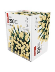 EMOS Lampki choinkowe 200 LED cherry 20m , ciepła biel, zielony przewód, IP44, timer