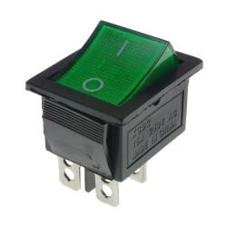 Włącznik ON-OFF 15A 230VAC zielony, podświetlany, MK621