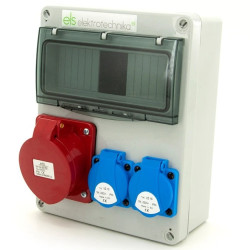 Rozdzielnica budowlana 32A/4 + 2*GS 230V, obudowa naścienna / natynkowa, niewyposażona, 8NO201/4