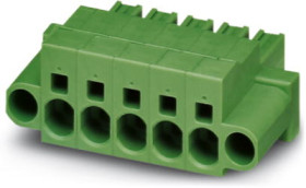 Socket header, 2 pole, pitch 7.62 mm, straight, green, 1996126