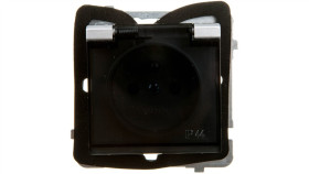 Sonata Gniazdo Bryzgoszczelne Z/U Ip44 Klapka Przezroczysta Srebro Mat...