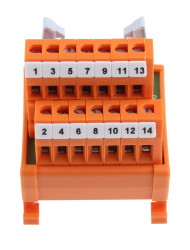 Moduł 14 -pinowe na szynę DIN RS PRO do kabla taśmowego Męski długość 46mm 1A