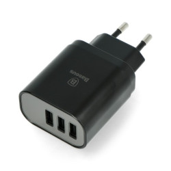 Zasilacz Baseus Mirror Lake CCALL-BH01 3x USB 5V 2,4A z wyświetlaczem - czarny