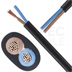 Kabel mieszkaniowy płaski OMYp / H03VVH2-F 2x1mm2 czarny 300/300V giętki linka Mercor