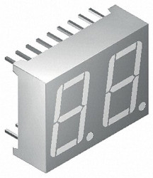 Wyświetlacz diodowy LED 7-segmentowy 2-znakowy ze wspólną katodą 85 mcd RH DP, Czerwony 14.2mm Kingbright 630 nm