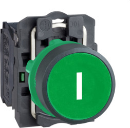 Pushbutton, unlit, groping, 1 Form A (N/O), waistband round, green, front ring black, mounting Ø 22 mm, XB5AA3311