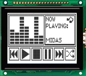 Wyświetlacz monochromatyczny LCD, , Graficzny 128 x 64, Midas