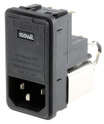 Gniazdo zasilające IEC z filtrem przeciwzakłóceniowym1 6A IEC/EN 60939 Schaffner Zatrzask 5 x 20mm