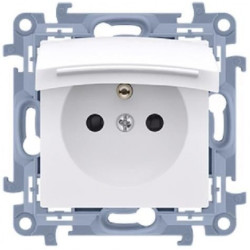 Gniazdo zasilające pojedyncze SIMON 10 z klapką i uszczelką IP44 białe [2P+Z] 16A Kontakt Simon CGZ1B.01/11