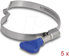 19612 Hose clamps with butterfly, 50 - 65 mm, 5 pieces, stainless stee