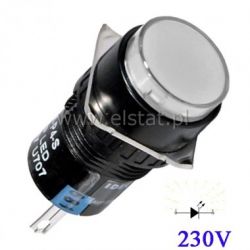 Przełącznik monostabilny okrągły biały, 230 V AC