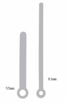 UM213.08S Komplet wskazówek: godzinowa 55mm, minutowa 81mm - pałki, srebrne