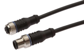 Złącze kablowe M12 żeńskie 4-pinowe proste M12 męskie 4-pinowe proste 4x0,34mm 240V IP67 0,3m VK030F25