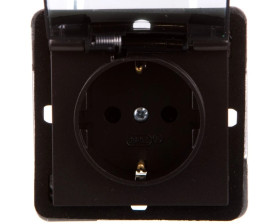 IMPRESJA Gniazdo bryzgoszczelne z/u Schuko IP44 klapka przezroczysta antracyt GPH-1YS/m/50/d