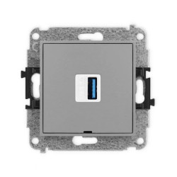 ICON Mechamizm gniazda pojedynczego USB A-A 3.0, bez pola opisowego szary mat 27IGUSBBO-5