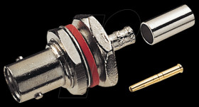 BNC crimp panel socket, central mounting, 75 Ohm