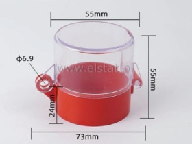 Osłona przycisku STOP; 55/55mm; fi 22mm; czerwona