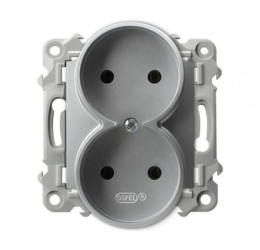 SZAFIR Gniazdo podwójne moduł bez ramki srebrny GP-2ZR/m/18