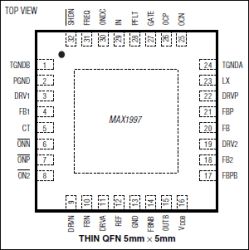 MAX1997 Quintuple-Output TFT LCD DC-DC Converter with Fault Protection and VCOM Buffer
