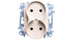 Simon 10 Gniazdo Podwójne B/U Kremowe 16A 250V Ip20 Cg2m.01/41