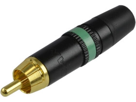 REAN Wtyk RCA Cinch na kabel do 6,1mm pozłacany czarno-zielony NYS373-5