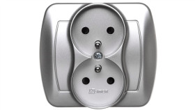 Simon Akord Gniazdo Podwójne Z/U 16A Ip20 Z Przesłoną Torów Alumimium...