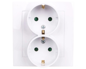 AS Gniazdo podwójne z/u Schuko z przesłonami białe GP-2GSP/00